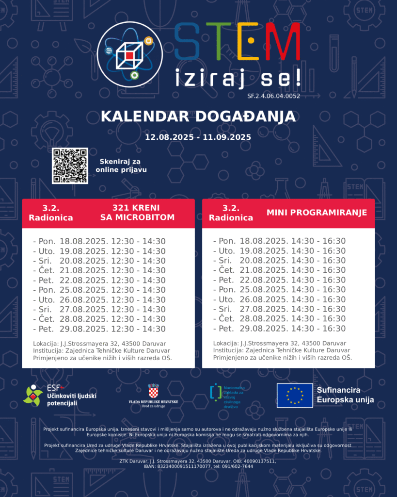 Kalendar događanja – radionice kolovoz i rujan